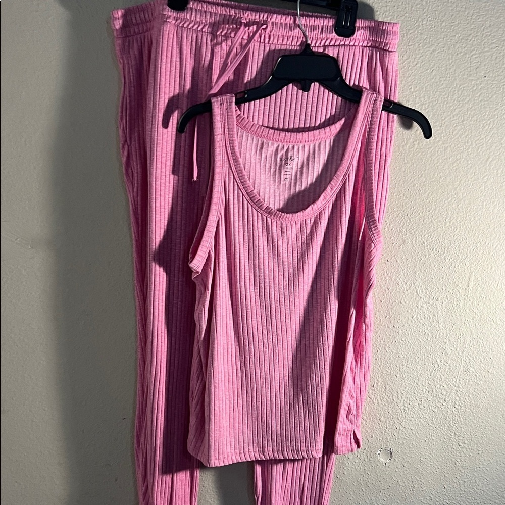 Pink Ribbed Women's Pajama Set - Picture 6 of 13